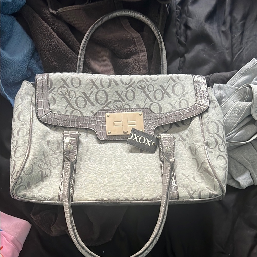 XOXO Gray Satchel with Textured Design